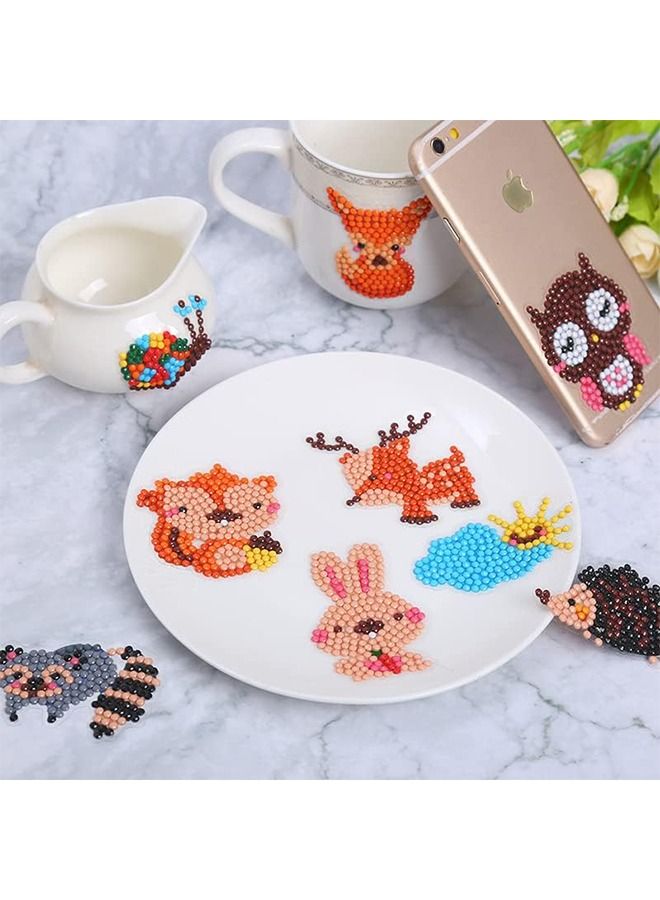 10 Pcs DIY Kids Animal Diamond Painting Stickers - Beginner Diamond Painting Kits - Digital Diamond Paint by Numbers Diamonds for Children Adult Beginners