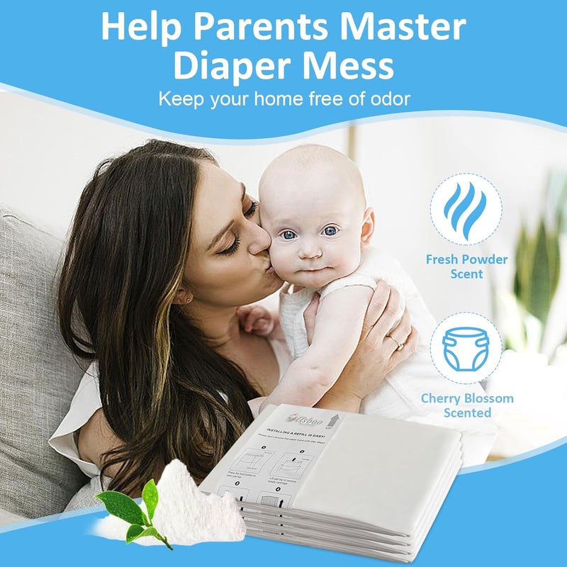 USBOO Diaper Pail Refill Bags Compatible with Dekor Plus Diaper Pail Refills 4 Pack  Extra Thickness  Diaper Trash Bags  Fresh Powder Scent  Holds up to 2320 Diapers - Image 2