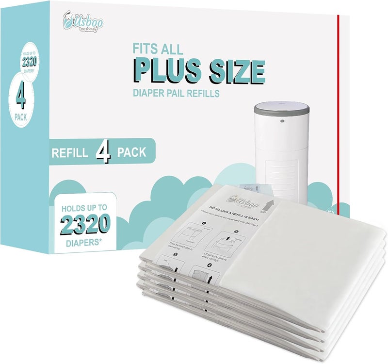 USBOO Diaper Pail Refill Bags Compatible with Dekor Plus Diaper Pail Refills 4 Pack  Extra Thickness  Diaper Trash Bags  Fresh Powder Scent  Holds up to 2320 Diapers - Image 1