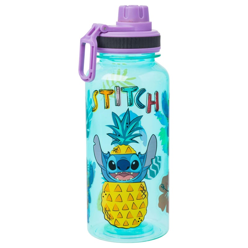 Silver Buffalo Disney Lilo and Stitch Pineapple Twist Spout Plastic Water Bottle with Stickers You Stick Yourself, 32 Ounces - Image 1