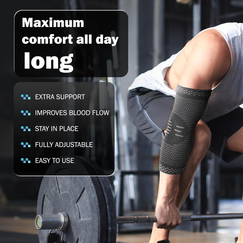 POWERLIX Elbow Brace Compression Support - Elbow Sleeve for Tendonitis, Tennis Elbow Brace and Golfers Elbow Treatment, Arthritis, Workouts, Weightlifting â€“ Reduce Elbow Pain (Black, L) - Image 3