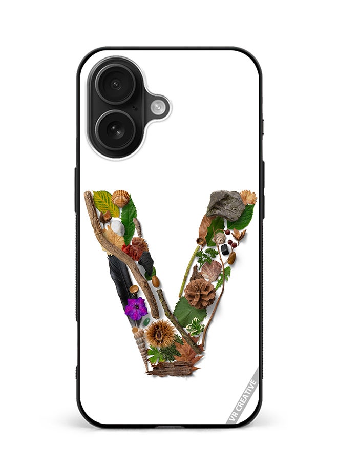 Protective Case Cover For Apple iPhone 16 Plus Alphabet V Design Multicolour