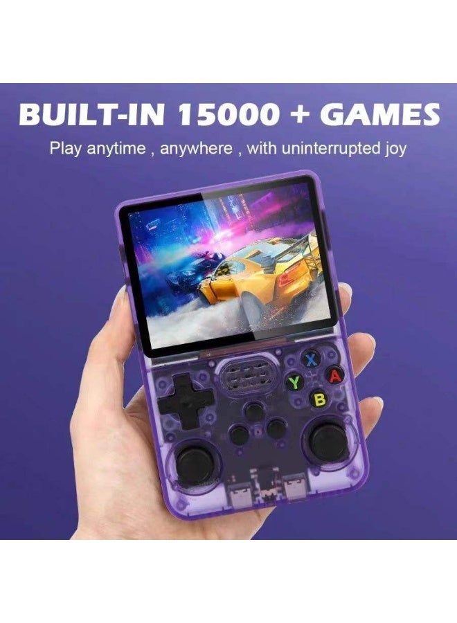 R36S Handheld Retro Game Console 64GB Purple - Portable Video Game Emulator with 3.5-Inch IPS Screen, Dual Joysticks & 15000+ Built-in Classic Games - Image 3