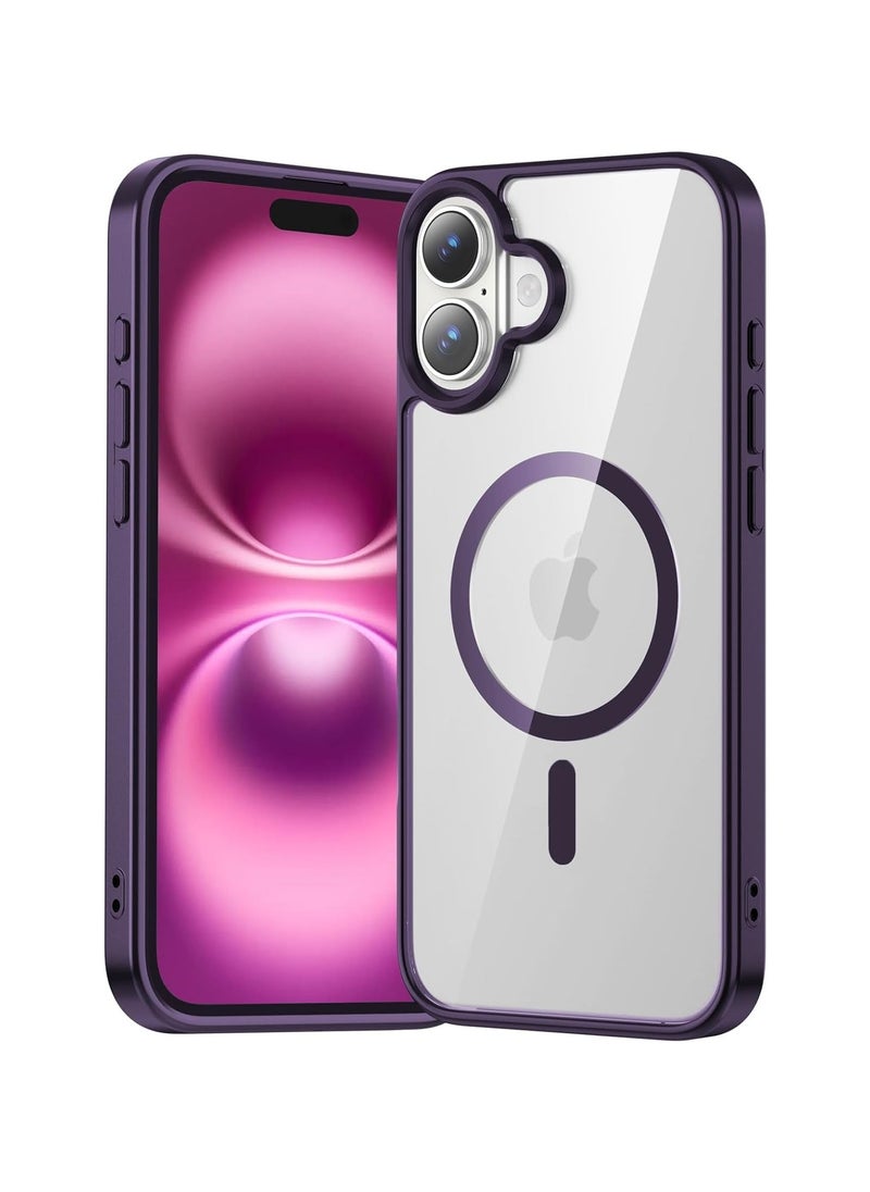 Denx Magnetic Case for iPhone 16, Compatible with MagSafe, Plating Luxury Cover, Clear Soft TPU Shockproof Protective Phone Case (Deep Purple)  - Image 1