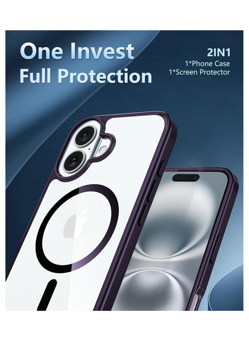Denx Magnetic Case for iPhone 16, Compatible with MagSafe, Plating Luxury Cover, Clear Soft TPU Shockproof Protective Phone Case (Deep Purple)  - Image 2
