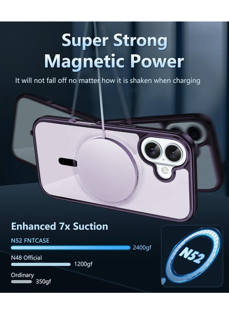 Denx Magnetic Case for iPhone 16, Compatible with MagSafe, Plating Luxury Cover, Clear Soft TPU Shockproof Protective Phone Case (Deep Purple)  - Image 3