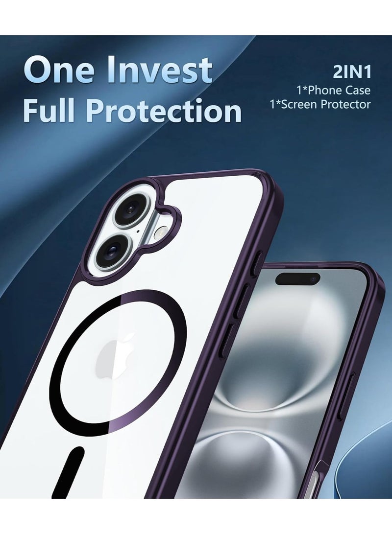 Magnetic Case for iPhone 16, Compatible with MagSafe, Plating Luxury Cover, Clear Soft TPU Shockproof Protective Phone Case (Deep Purple) - Image 3