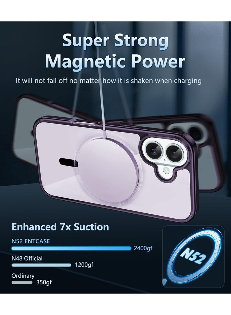 أكاليكس حافظة مغناطيسية لهاتف iPhone 16، متوافقة مع MagSafe، غطاء فاخر مطلي، حافظة هاتف شفافة ناعمة مقاومة للصدمات من مادة TPU (أرجواني غامق) - Image 3