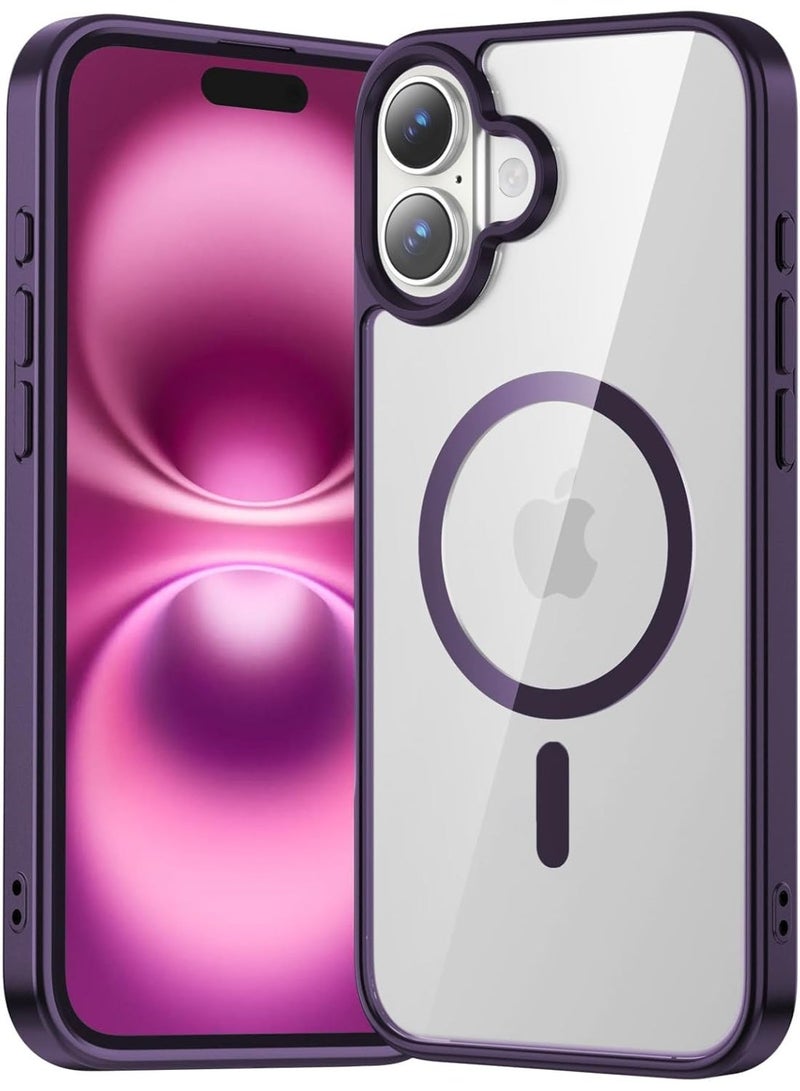 أكاليكس حافظة مغناطيسية لهاتف iPhone 16، متوافقة مع MagSafe، غطاء فاخر مطلي، حافظة هاتف شفافة ناعمة مقاومة للصدمات من مادة TPU (أرجواني غامق) - Image 1