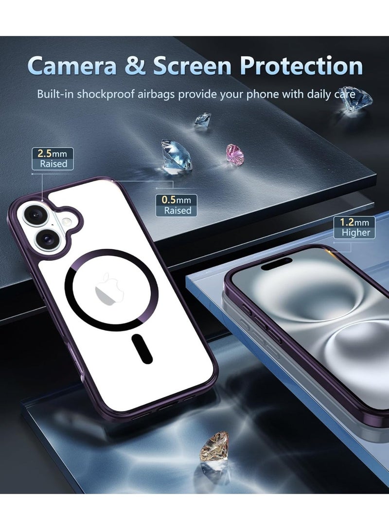 أكاليكس حافظة مغناطيسية لهاتف iPhone 16، متوافقة مع MagSafe، غطاء فاخر مطلي، حافظة هاتف شفافة ناعمة مقاومة للصدمات من مادة TPU (أرجواني غامق) - Image 4