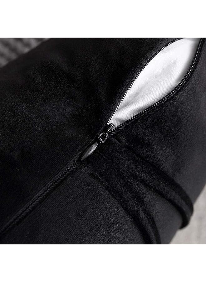 erorex 2 Pcs Striped Velvet Throw Pillow Covers Modern Solid Cushion Covers Rectangular Throw Pillow Case Soft And Comfortable Suitable For Bed Sofa Couch Car Living Room 12X20Inch Black - Image 4