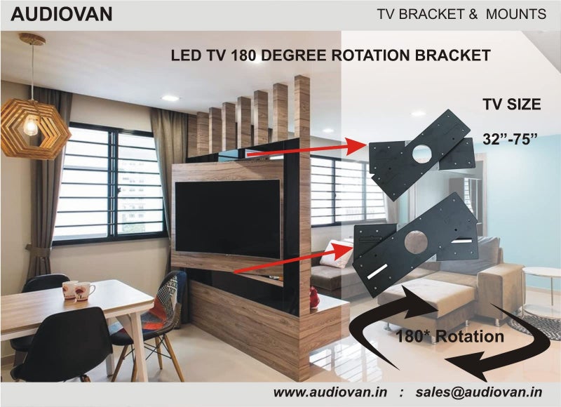 Audiovan Led Tv 360 Rotating TV Bracket for Room Partition Mounting Rotation Stand for partition Compatible for 32-75 Inches - Image 2