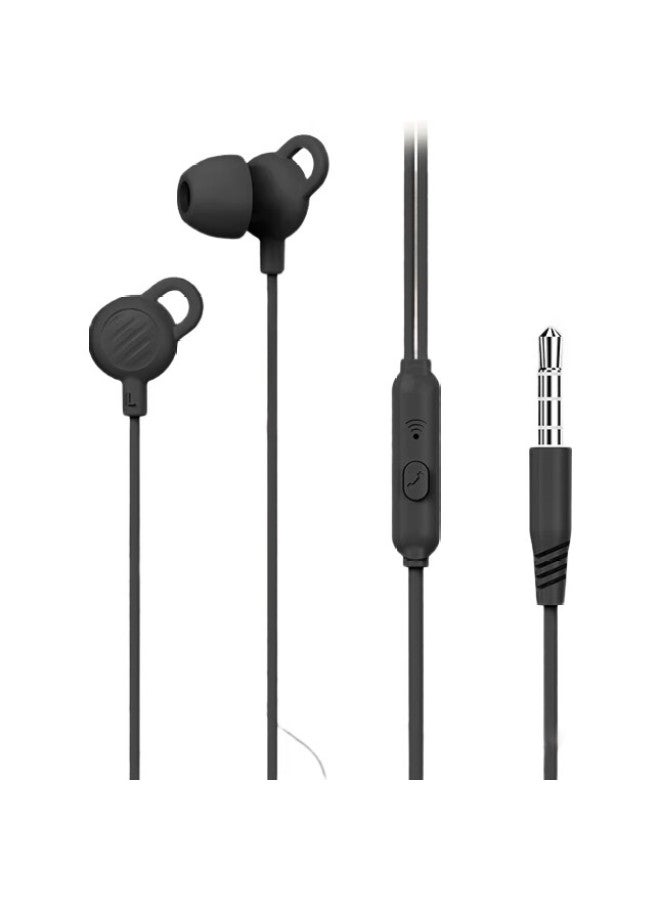 Newmine Xl02 Wired Noise-Cancelling Sleep Control Music Earphones, In-Ear Side-Sleeping Non-Pressing Sports Running Earplugs, Compatible With Android, Black - Image 1