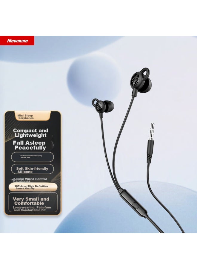 Newmine سماعات أذن نيوماين XL02 السلكية لعزل الضوضاء للتحكم في النوم، سماعات رياضية غير ضاغطة للنوم الجانبي، متوافقة مع أندرويد، باللون الأسود - Image 1