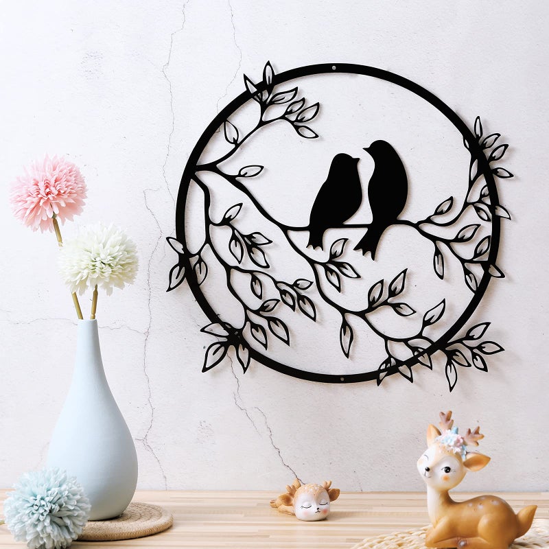 Ferraycle Ferraycle Metal Wall Art Bird on Tree Branch Silhouette Bird Art Decor for Living Room Garden Bedroom Office Home Wall Housewarming Party DecorBlack 