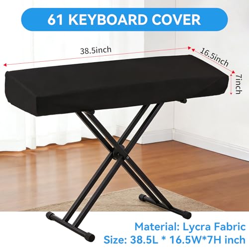 YL traV 61 Keys Piano Keyboard Dust Cover With Durable Elastic Band And Rope Lock Suitable For Digital Electronic Pianos Black - Image 3