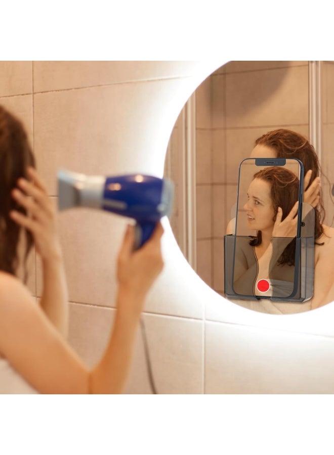 سيوسي Wall Mounted Phone Holder, Self-Adhesive Cell Phone Stand, Acrylic Remote Control Organizer with Charging Hole for Bedside, Desk, Home and Office Use, Compatible with Most Smartphones (Black, 4 Pack) - Image 4