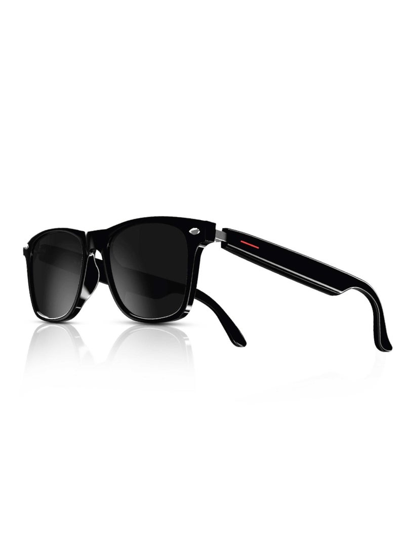 جرين ليون نظارات ذكية مع مكبر صوت مدمج، مكالمات بلوتوث، مساعد صوتي، حماية من الأشعة فوق البنفسجية UVA/UVB، تحكم باللمس، التقاط صور بالكاميرا، بطارية 80 مللي أمبير مع 180 ساعة في وضع الاستعداد، للاستخدام أثناء السفر واجتماعات الأعمال. - Image 1