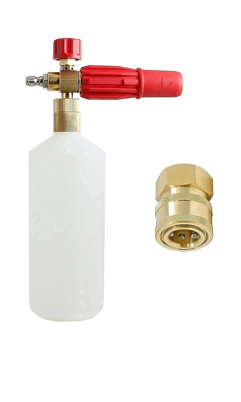 KRISHAK TOOLS Car Washer Snow Foam Lance Bottle All Models Compatible Adjustable 1L Set Plus Brass Adapter - Image 1