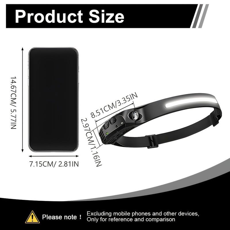 4 قطع من مصابيح الرأس القابلة لإعادة الشحن عبر USB مع استشعار الحركة و5 أوضاع للعمل في الهواء الطلق - Image 3