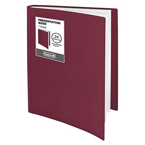 Dunwell Presentation Binder 24-Pocket, Displays 48 Pages, 8.5x11 Portfolio Binder with Plastic Sleeves, Storage and Organizer for Documents, Certificates, Projects, Photos (Ruby) - Image 1
