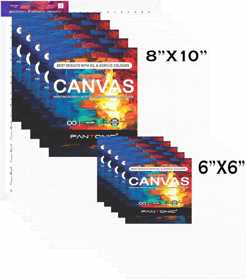 PANTONIC 10 Pieces 6 x 6 8 x 10 Inch Medium Size Canvas Boards for Painting Acrylic Oil Painting Board 10 Pcs Set White Color - Image 2