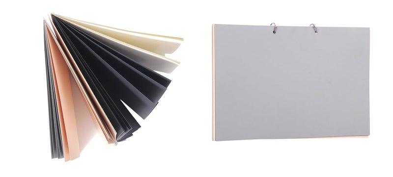 NOZOMI A4 Sketch Pad 40 Sheets Natural Cartridge Sheets Grey Sketch Sheets Skin Tone Sheets and Jet Black Sketch Sheets Ring Binder Type for Sketching DIY Art Craft Projects 160 GSM - Image 1