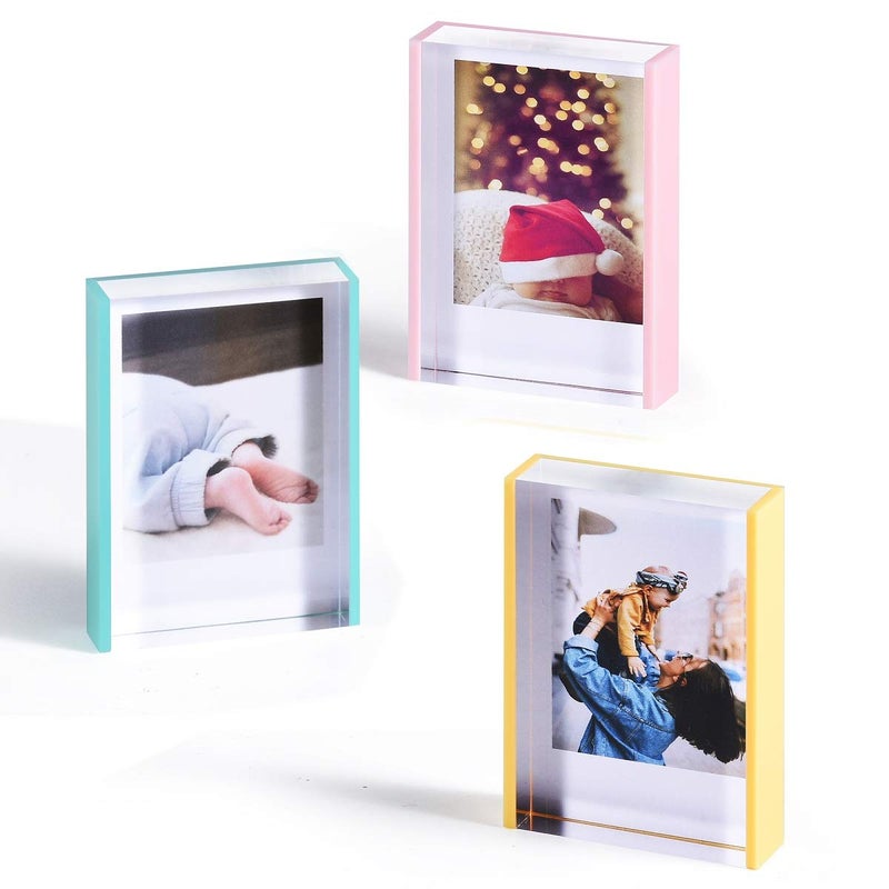 Phattopa Instax Mini Film Picture Frames 2x3 Fujifilm Polaroid Picture Frame Mini Instax Acrylic Photo Frame Wallet Size Instant Picture Frames Desktop Small Photo Frame Polaroid Photo Display Holder 