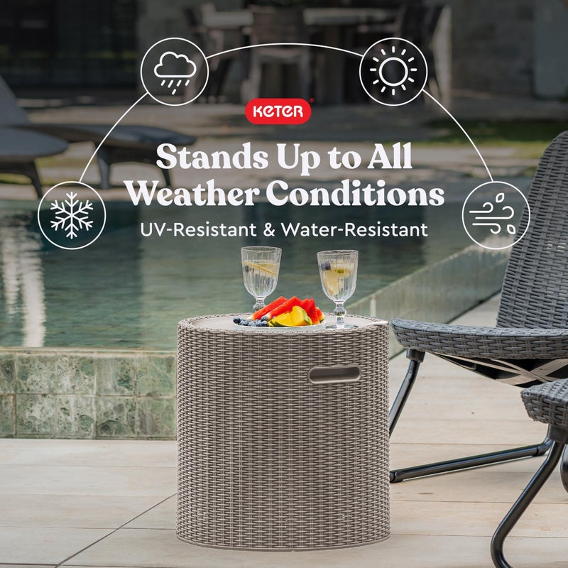 Keter Cool Side Table Cooler 3 in 1 Outdoor Patio Table and Ice Chest Storage, Ideal Hot Tub Table, Decor and Outdoor Patio Bar, Portable Bar, Cappuccino - Image 3