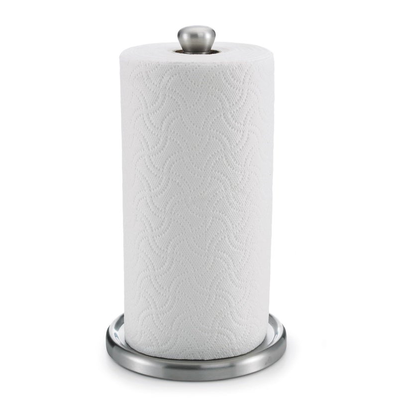 Polder Single-Tear Paper Towel Holder, Kitchen Organization and Storage, Stainless Steel Paper Towel Holder, Fits Standard and Jumbo-Sized Paper Towel Rolls, 12.6" H x 7.1" Dia. - Image 1