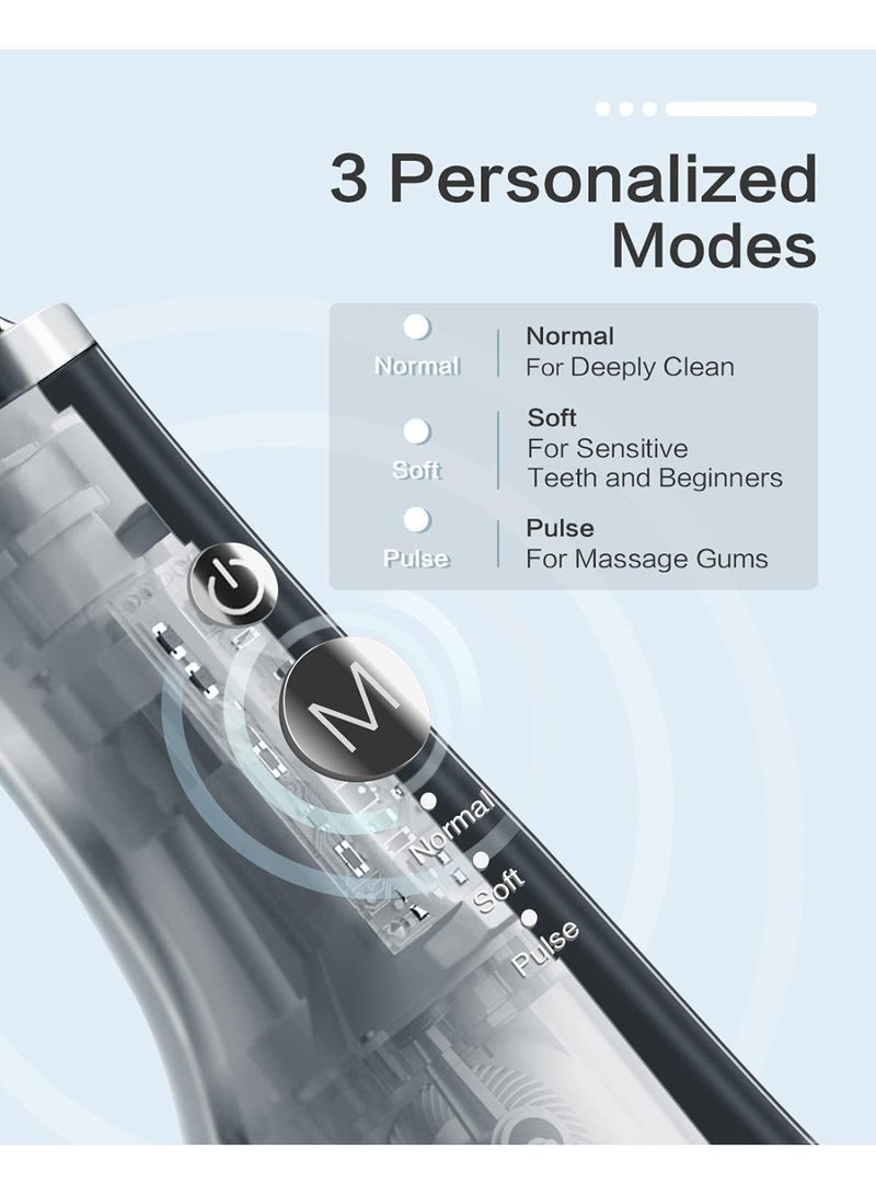 كيمايا جهاز خيط الأسنان المائي الاحترافي اللاسلكي بـ 3 أوضاع و4 رؤوس، قابل لإعادة الشحن عبر USB، خزان 300 مل لتنظيف عميق والعناية باللثة - Image 4