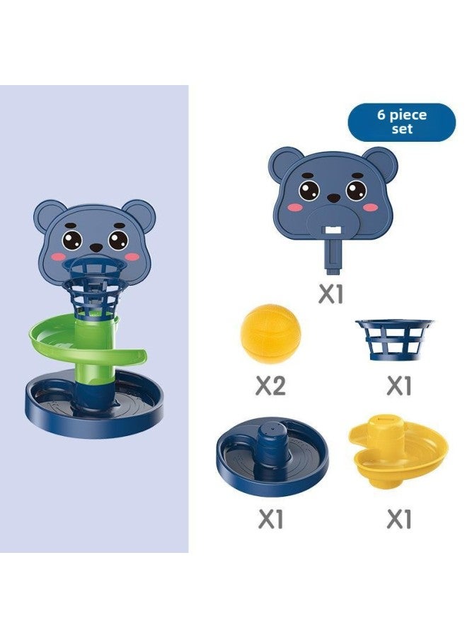 Baby Puzzle Fun Track Slide Ball Tower 0-3 Years Old Baby Roll Ball Early Education Stacking Music 1-2 Toy Tower-Color:Bear 2-6-piece Set  - Image 1