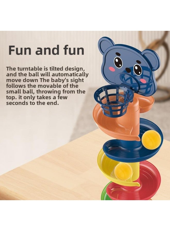 Baby Puzzle Fun Track Slide Ball Tower 0-3 Years Old Baby Roll Ball Early Education Stacking Music 1-2 Toy Tower-Color:Bear 2-6-piece Set  - Image 5
