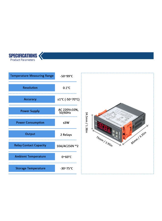 NIBEMINENT Digital LED Temperature Controller With NTC Sensor Black - Image 3