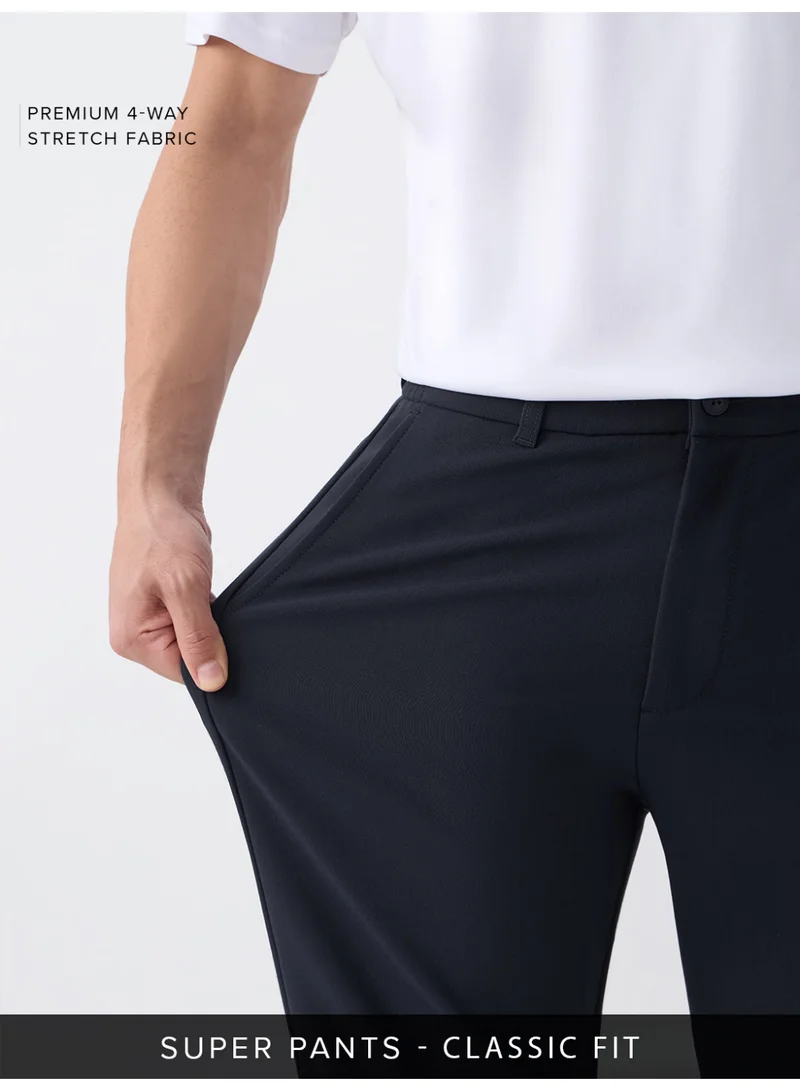 The Souled Store The Souled Store Men Midnight Blue Solid Regular Fit Super Flex Pants