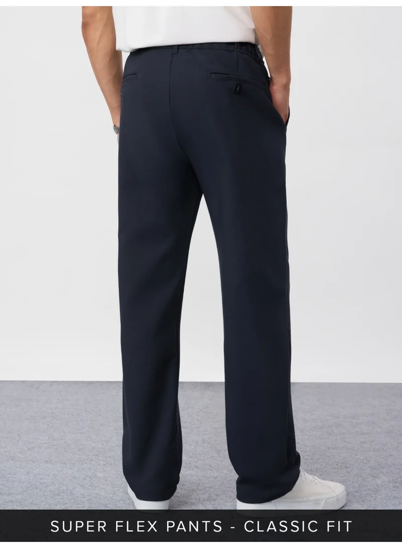 The Souled Store The Souled Store Men Midnight Blue Solid Regular Fit Super Flex Pants