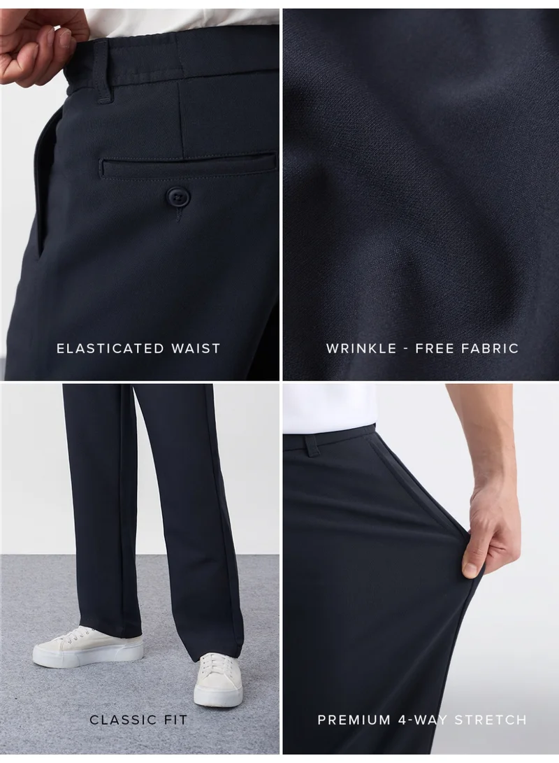 The Souled Store  The Souled Store Men Midnight Blue Solid Regular Fit Super Flex Pants for Men | Best Price UAE
