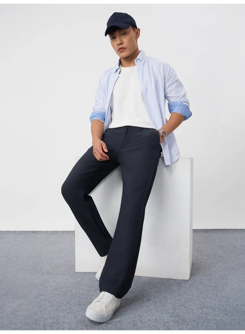 The Souled Store  The Souled Store Men Midnight Blue Solid Regular Fit Super Flex Pants for Men | Best Price UAE