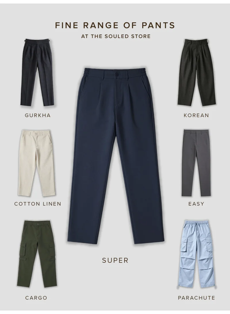 The Souled Store  The Souled Store Men Midnight Blue Solid Regular Fit Super Flex Pants for Men | Best Price UAE
