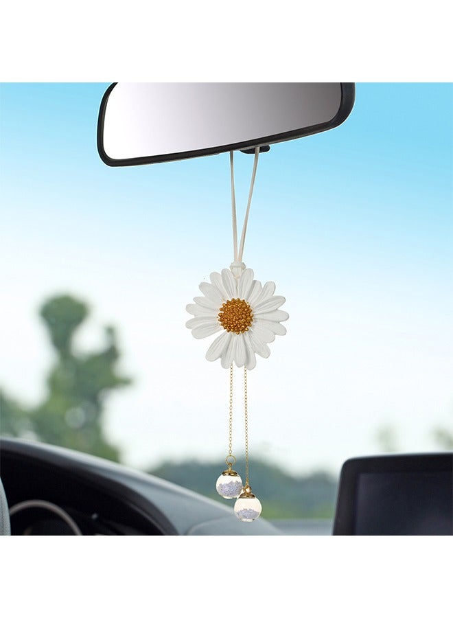 Generic Daisy Car Hanging Ornaments，Cute Sunflower Pendants Car Rear View Mirror Hanging Charms Automotive Interior Aesthetic Decoration Accessories Gift  - Image 1