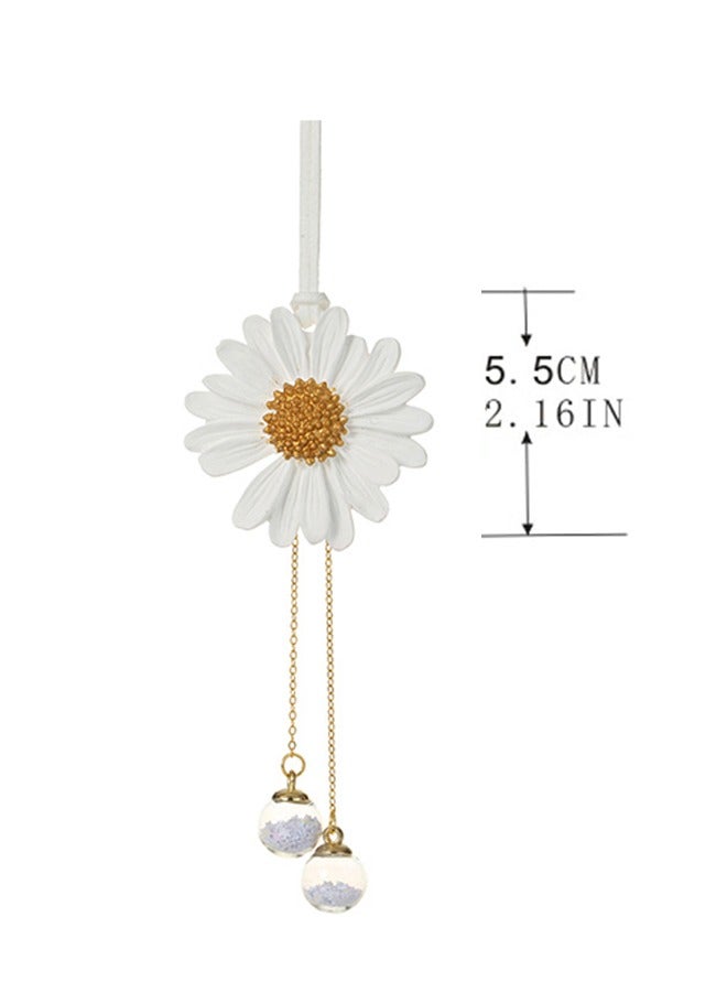 Generic Daisy Car Hanging Ornaments，Cute Sunflower Pendants Car Rear View Mirror Hanging Charms Automotive Interior Aesthetic Decoration Accessories Gift  - Image 3