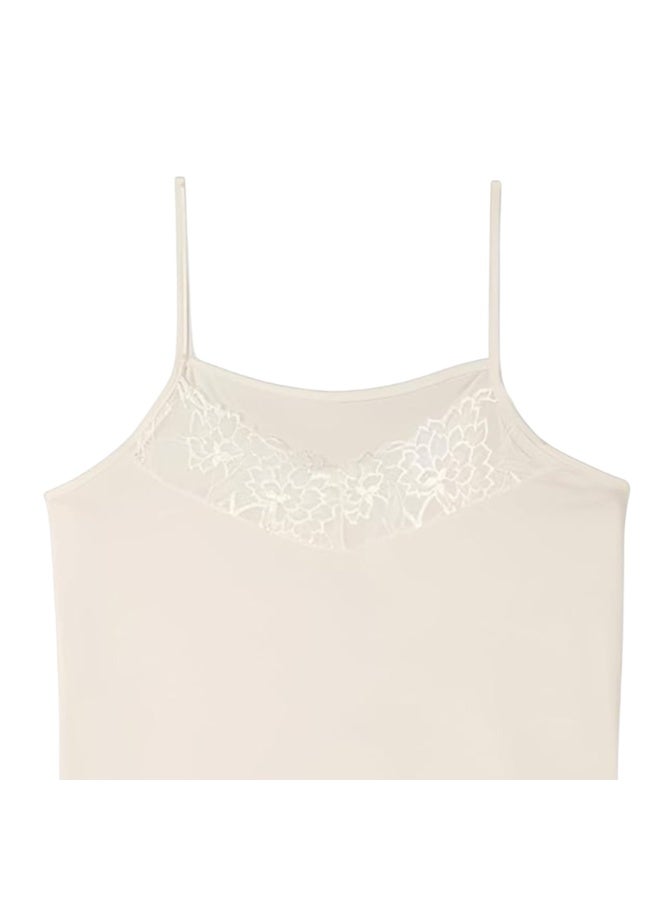 دهب توب قطني سادة بحمالات رفيعة للنساء من دهب - بيج - Image 3