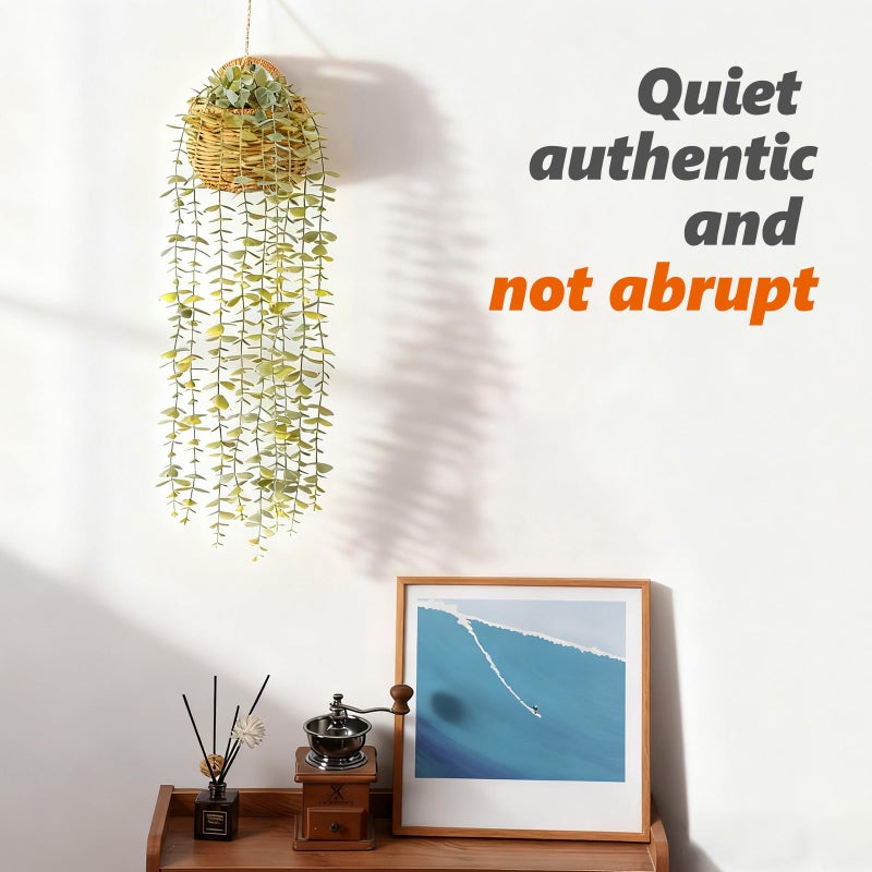 Freyalife 1Pcs Fake Plants Eucalyptus,Artificial Potted Faux Hanging Plants for Vintage Boho Home Living Bedroom Kitchen Farmhouse Bathroom Office Desk Book Shelf Wall Room Accessories Decor Indoor - Image 3