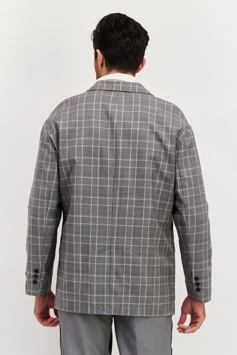 SELECTED Men Regular Fit Plaid Blazer, Grey - Image 4