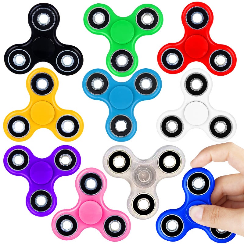 SCIONE Fidget Spinner Bulk 10 Pack TriSpinner Office Desk Classroom ADHD Anti Anxiety Focus Finger Fidget Spinners Stress Relief Toys Gifts for Adults Kids Party Favors Easter Basket Suffers - Image 3