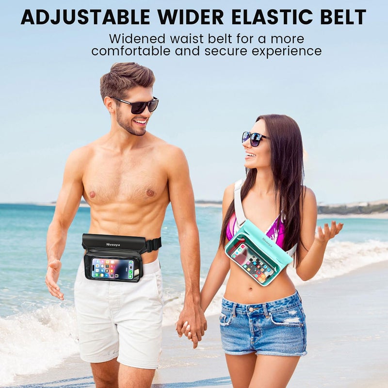 Niveaya IPX8 Waterproof Fanny Pack - 2 Pack, Floating Dry Bag Pouch, Phone Waterproof Waist Pouch Dry Bag, Beach, Kayaking, Swimming, Boat Essentials, for iPhone 17/16/15/14/13/12 Pro Max up to 9.5" - Image 4