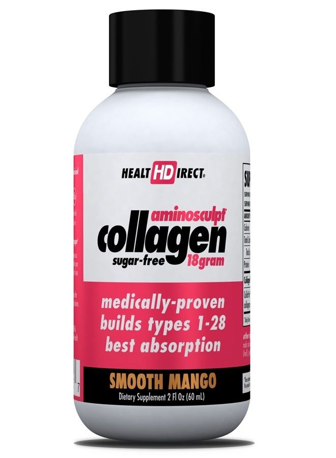 Health Direct أمينوسكبت الأصلي سائل الكولاجين ببتيدات 18,000,000 ميكروغرام للشعر والبشرة والأظافر، 2 أونصة سائلة 12 عبوة، إمداد لمدة 12 يوم، خالي من السكر، نكهة مانجو ناعمة - Image 2