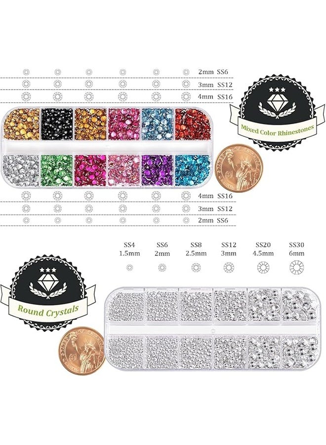 HAVEN Two Packs of Flatback Rhinestones 4520 Pcs, Colorful Nail Art Rhinestones Flatback Crystal Colorful+AB Rhinestone with Picker Pencil and Tweezer, for Nail Art and Decoration - Image 3