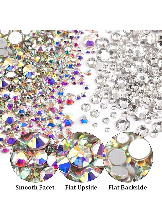 HAVEN Two Packs of Flatback Rhinestones 4520 Pcs, Colorful Nail Art Rhinestones Flatback Crystal Colorful+AB Rhinestone with Picker Pencil and Tweezer, for Nail Art and Decoration - Image 2
