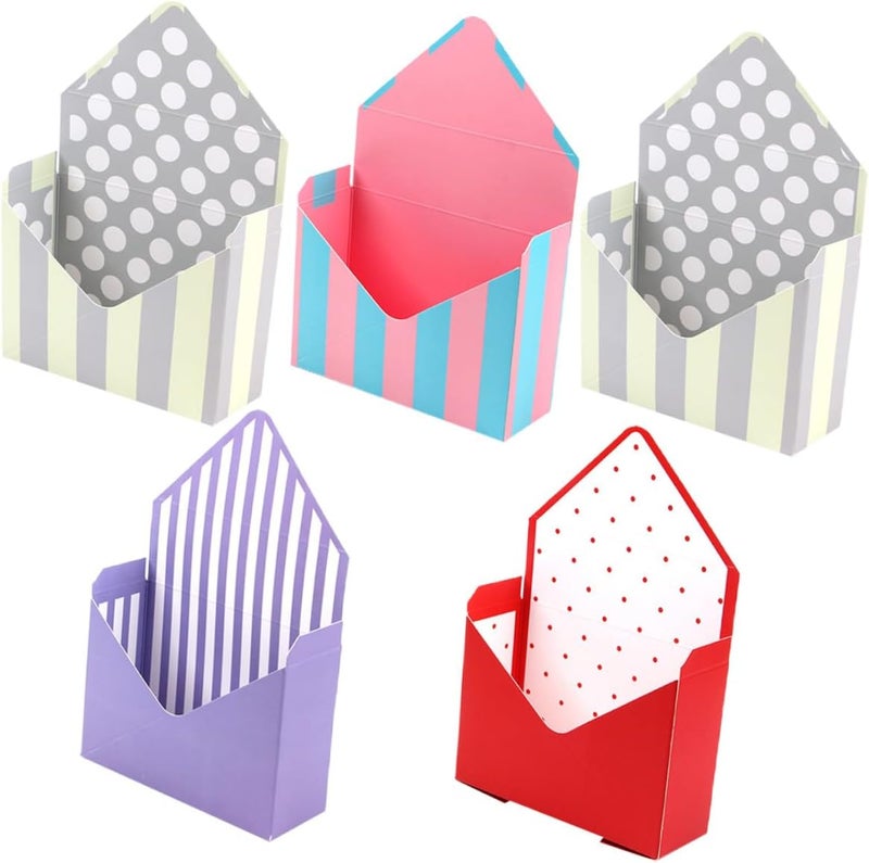 Trendy budget practical design Hemobllo Envelope Flower Boxes 5pcs Folding Bouquet Wrapper Paper Packing Boxes for Floral and Store Display, Multi-patterned Wrapping Supplies for Florists and Special Occasions Multi-use detailed build - Image 1